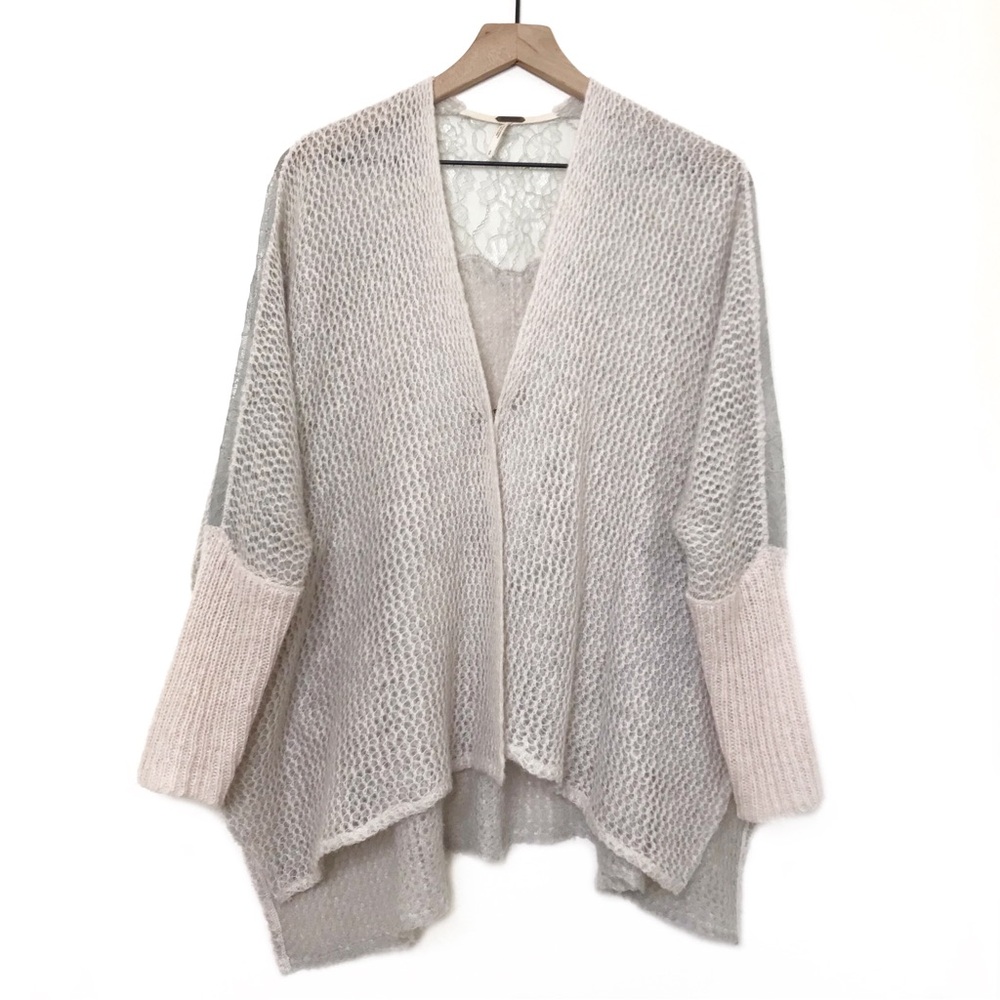 FREE PEOPLE Knit Lace Wool Alpaca Blend Cardigan S